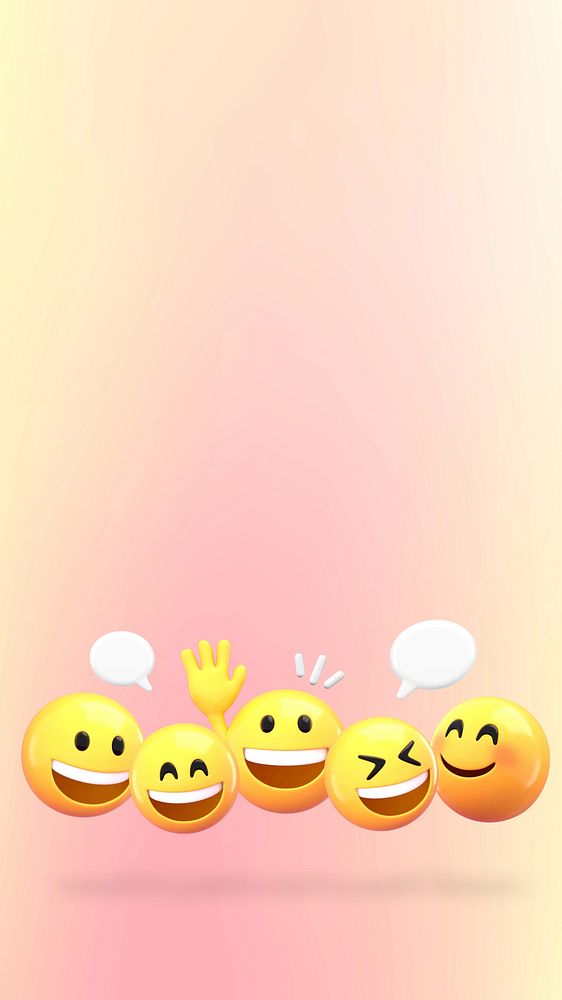 Texting emoticons pink iPhone wallpaper, 3D emoji illustration