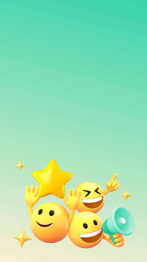 Green marketing  phone wallpaper, 3D emoji illustration 