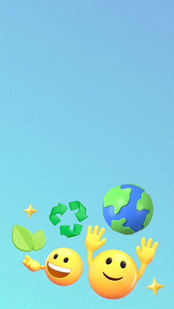 Environment 3D emoticons iPhone wallpaper, blue design