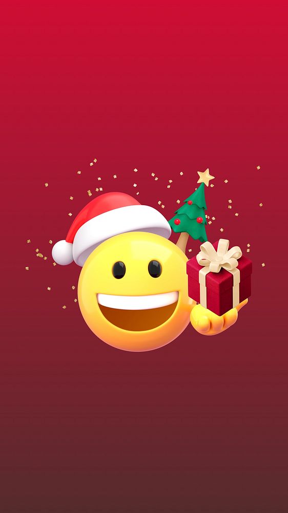 3D Santa emoticon iPhone wallpaper, Christmas emoji