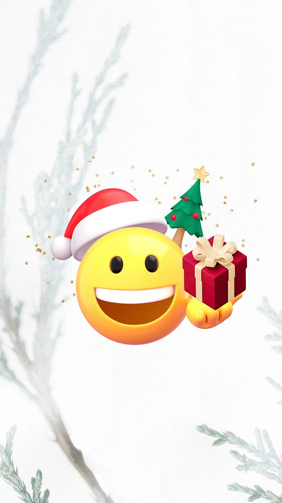 Christmas Santa emoticon iPhone wallpaper, 3D emoji illustration  