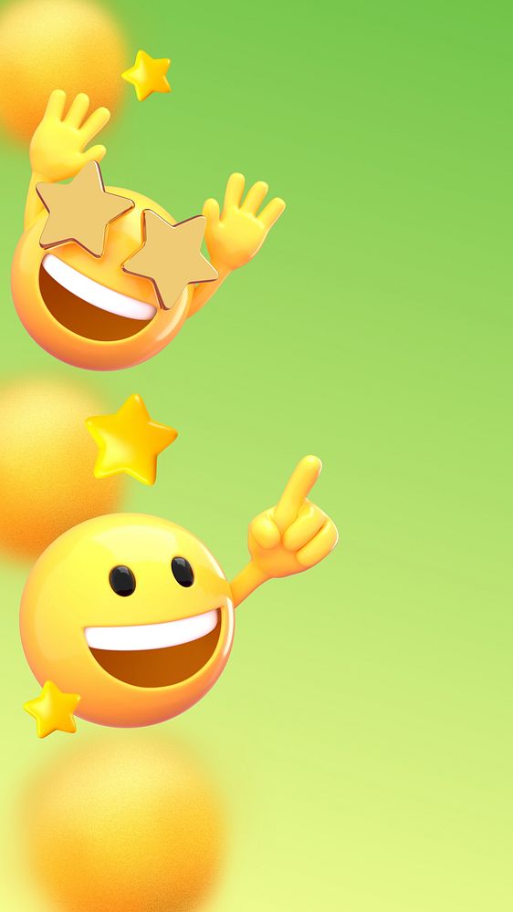 Emoticons green phone wallpaper, 3D emoji illustration