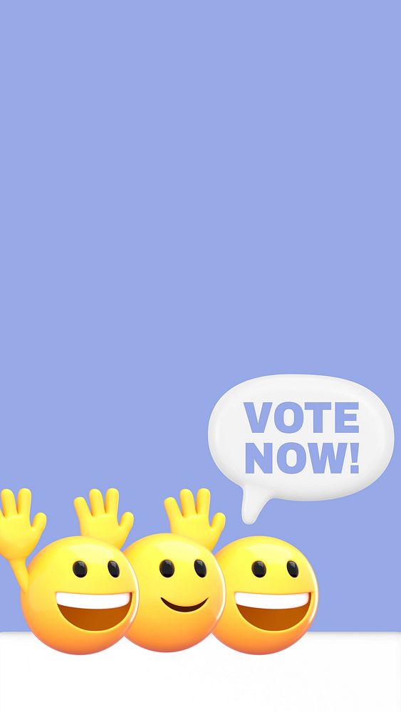 Vote emoticons purple mobile wallpaper, 3D emoji illustration