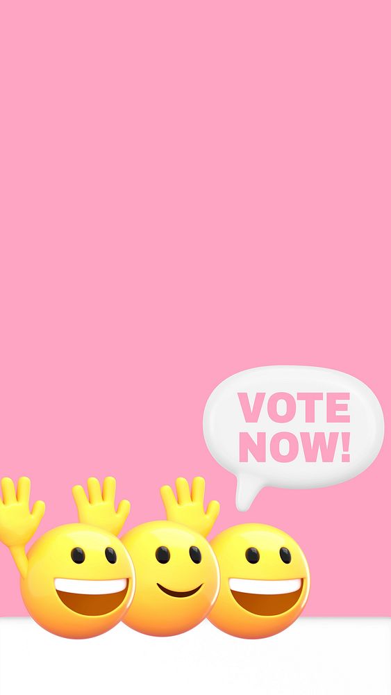 Election emoticons pink mobile wallpaper, 3D emoji illustration