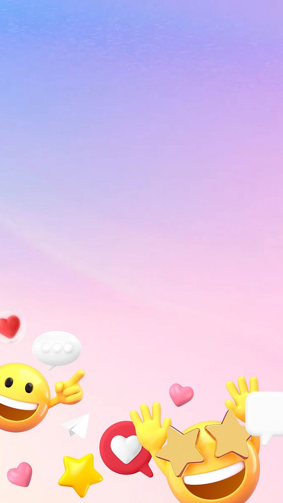 Social media iPhone wallpaper, 3D emoji illustration  