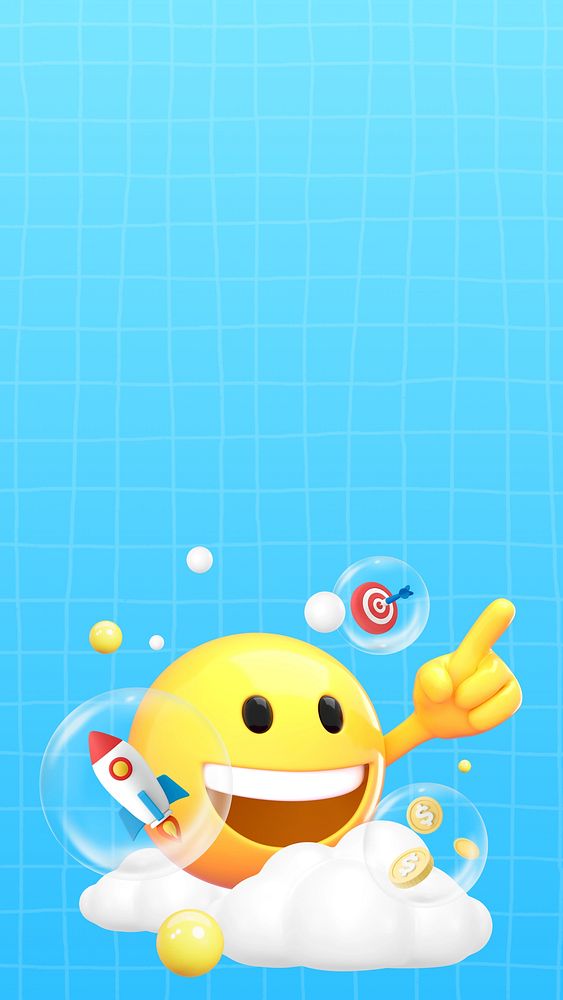 Business target blue iPhone wallpaper, 3D emoji illustration  
