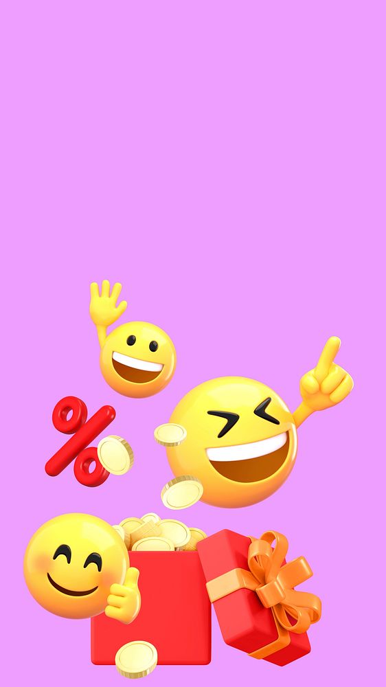 Sale pink iPhone wallpaper, 3D emoji illustration  