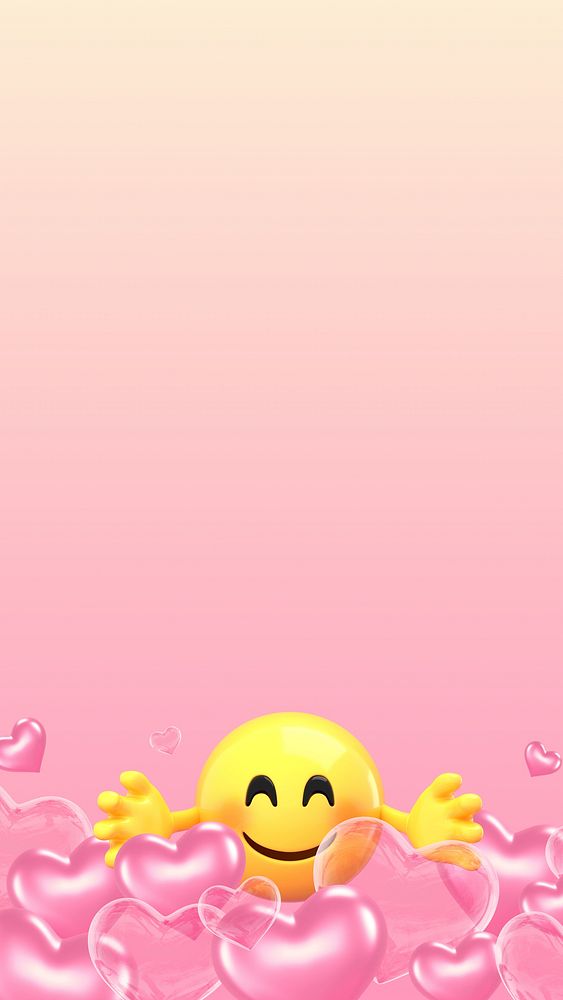 3D emoticon pink iPhone wallpaper, love illustration