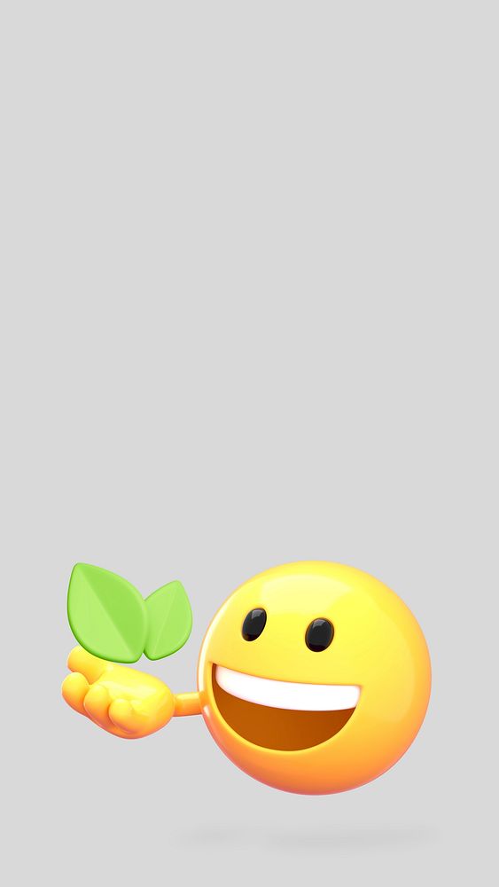 Reforestation gray iPhone wallpaper, 3D emoji illustration  
