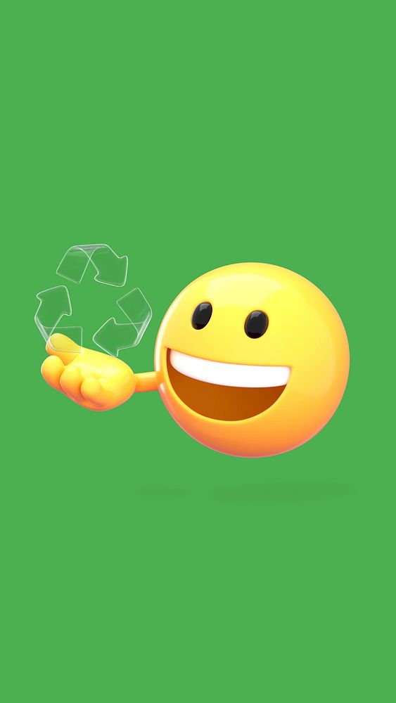 Reuse 3D emoticon iPhone wallpaper, recycle icon illustration