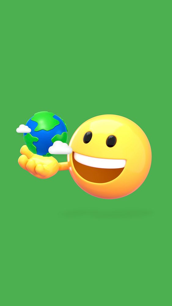 Save the word iPhone wallpaper, 3D emoji illustration  