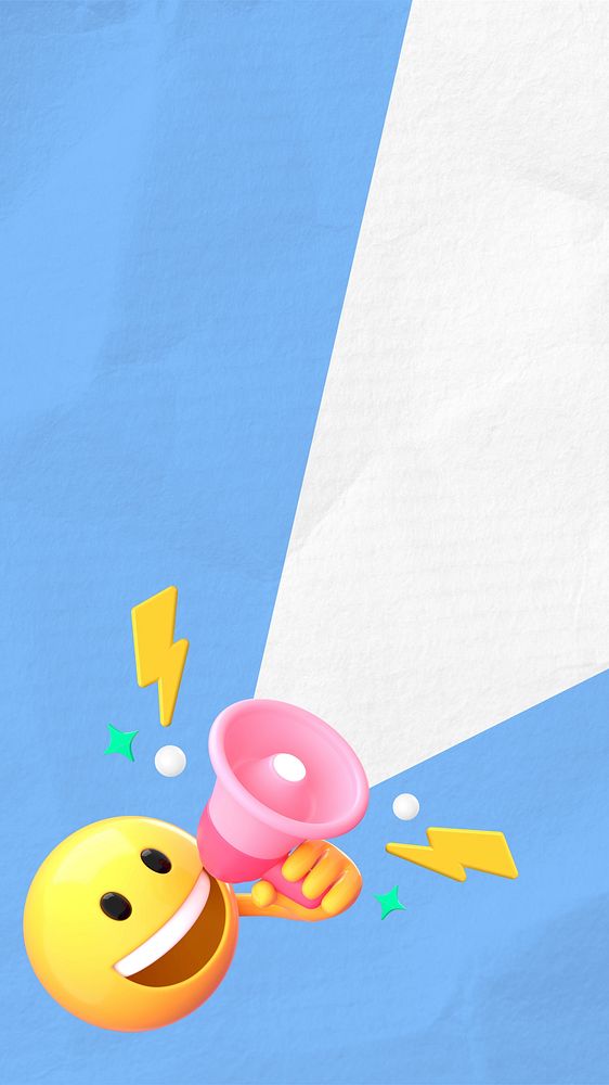 Social media marketing  iPhone wallpaper, 3D emoji illustration  