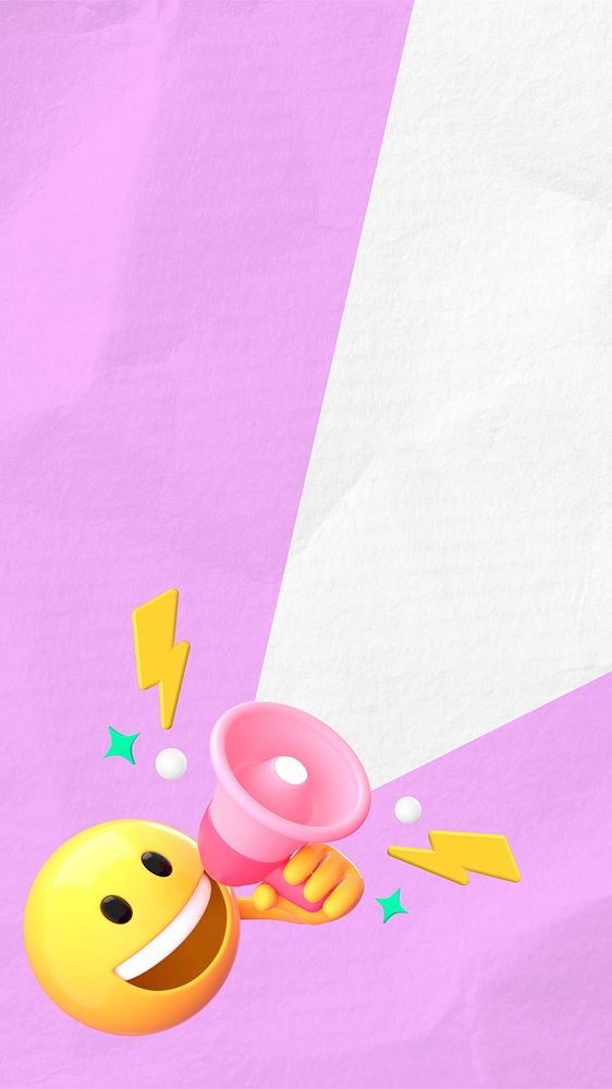 Marketing 3D emoticon iPhone wallpaper, pink design