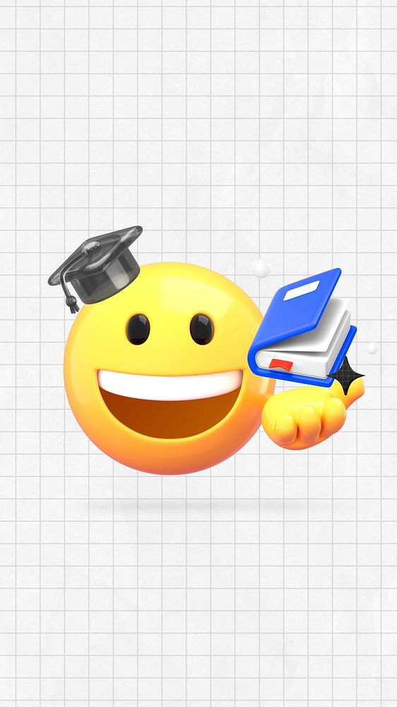 3D emoticon education iPhone wallpaper