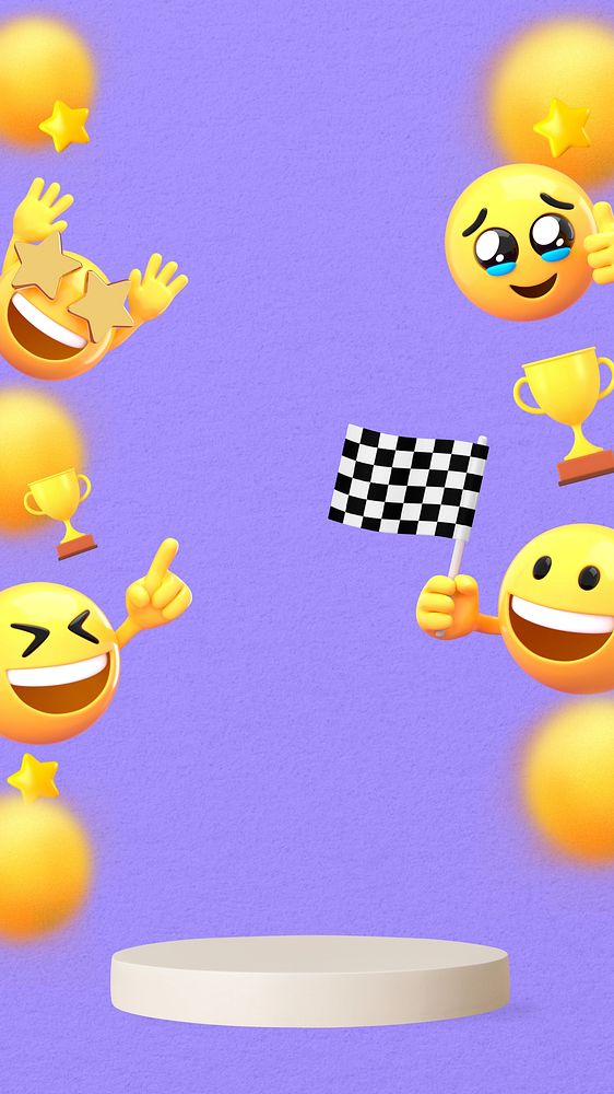 Race product backdrop iPhone wallpaper, 3D emoji illustration
