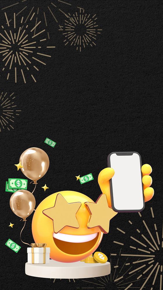 Lucky gift winner iPhone wallpaper, 3D emoji illustration  