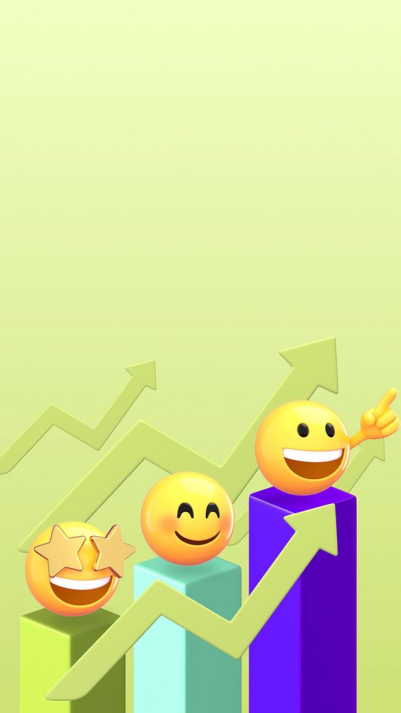 Growth investing phone wallpaper, 3D emoji illustration 