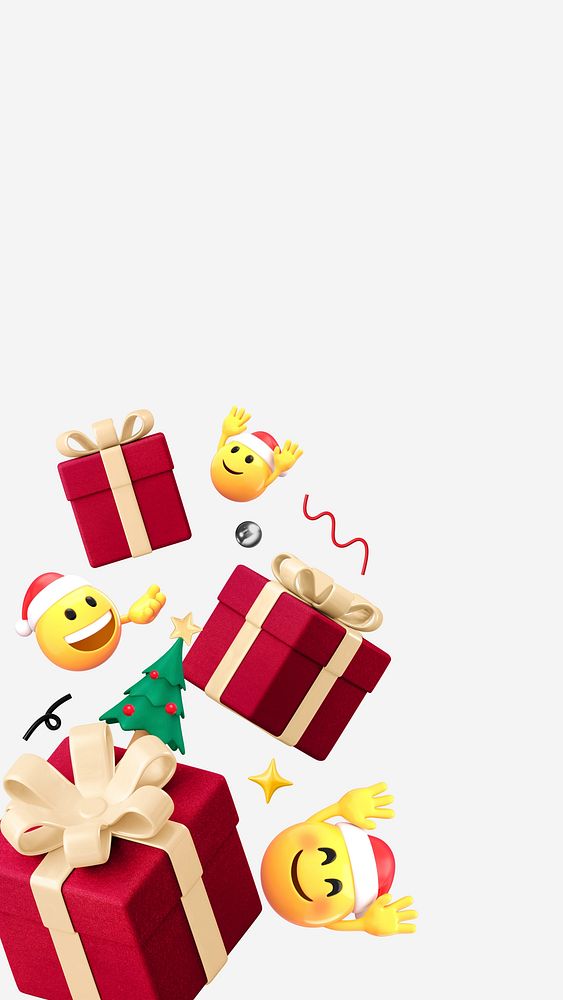 Christmas phone wallpaper, 3D emoji illustration
