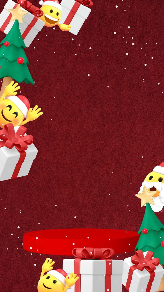 Christmas product backdrop phone wallpaper, 3D emoji illustration 