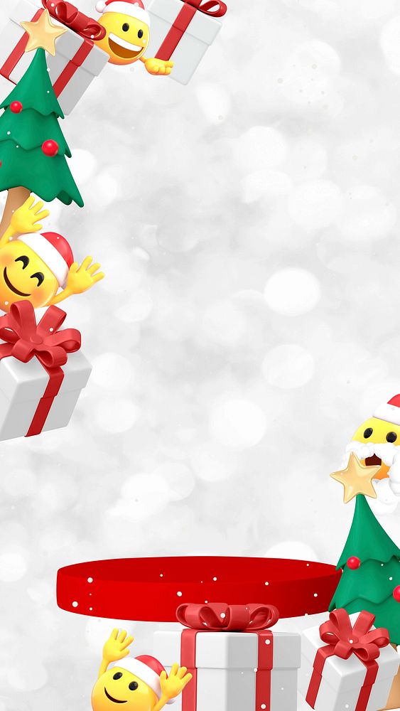 Christmas product backdrop phone wallpaper, 3D emoji illustration 