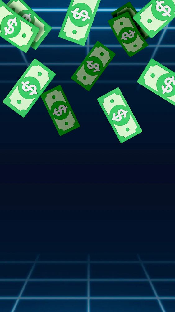 Falling money grid mobile wallpaper, finance background
