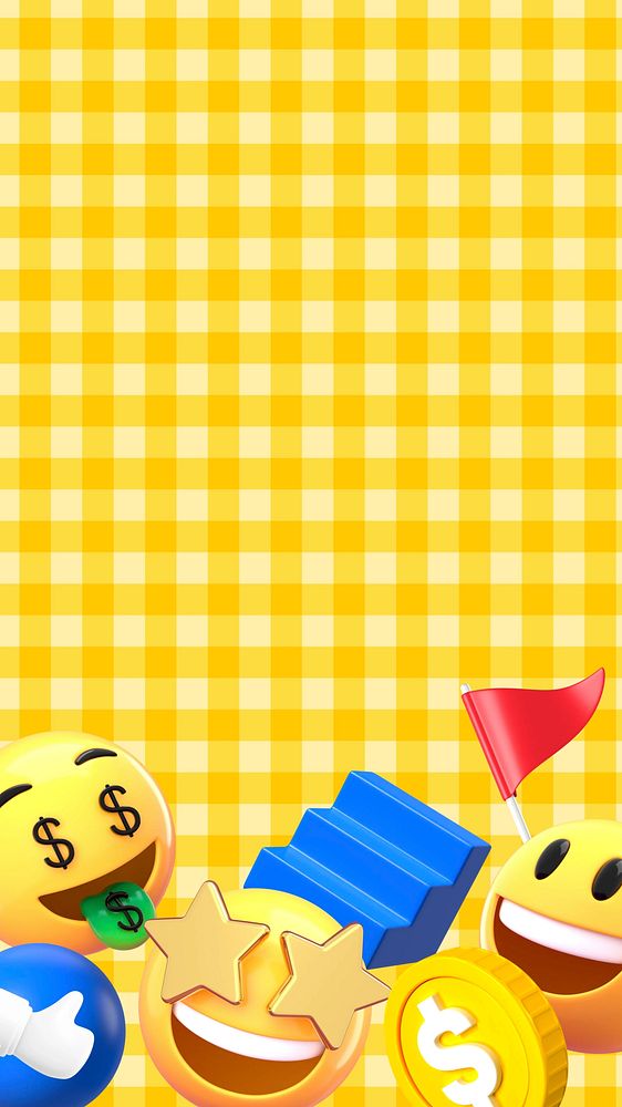 Business success emoticons phone wallpaper, 3D yellow background
