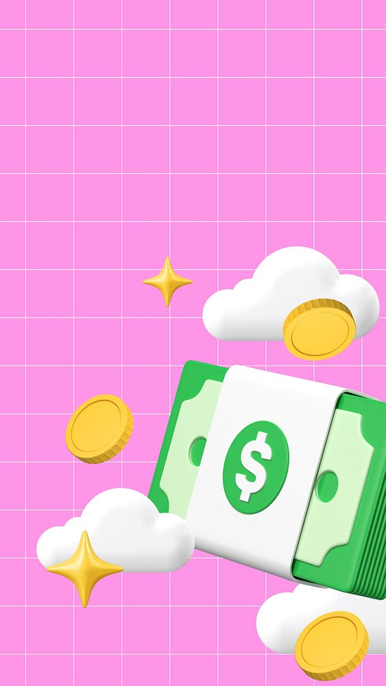 3D money iPhone wallpaper, cute finance background