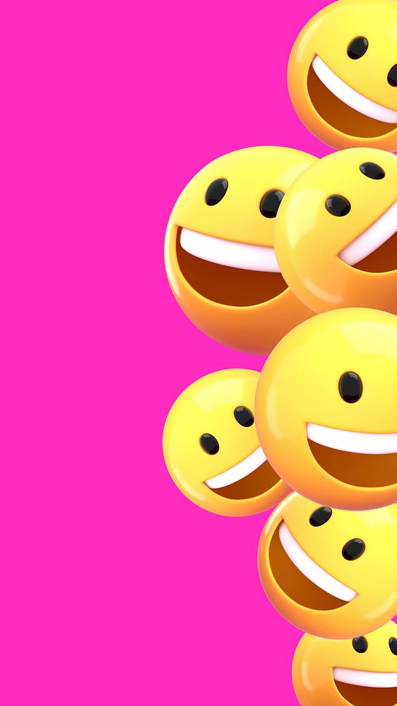 Smiling emoticons border mobile wallpaper, pink background