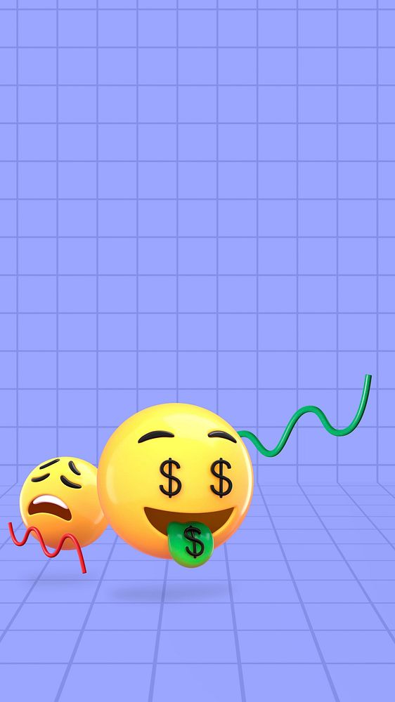 Money-mouth face emoticon iPhone wallpaper, finance concept