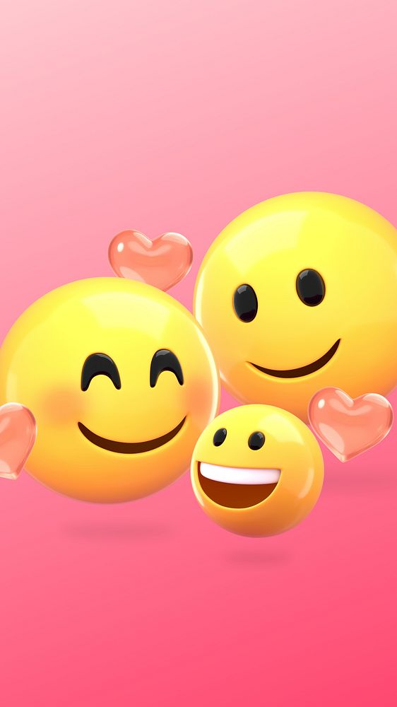 3D emoticon iPhone wallpaper, family love illustration