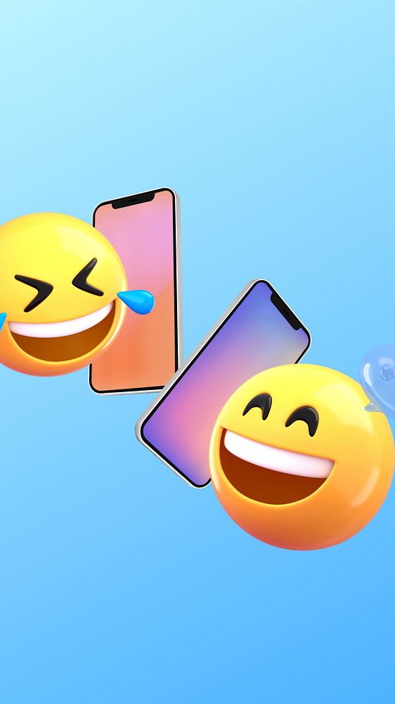 Happy emoticons iPhone wallpaper, talking on the phone
