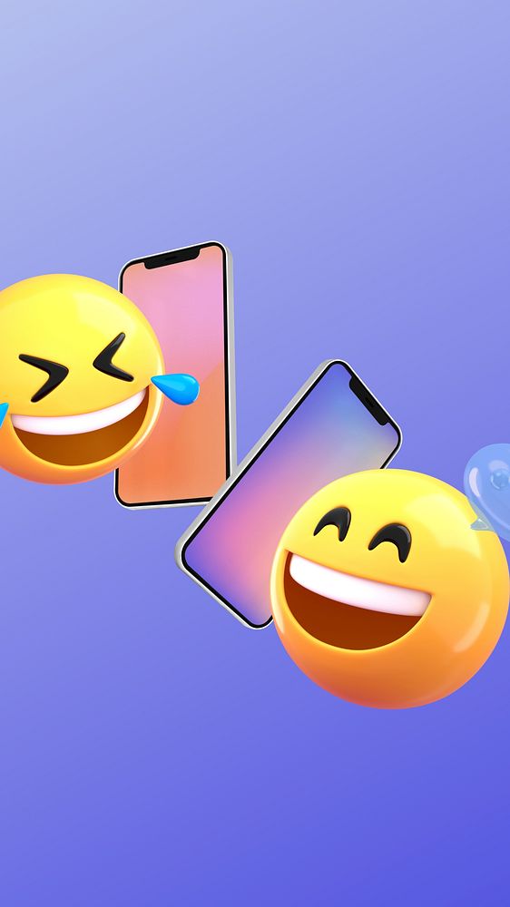 Phone call emoticons mobile wallpaper, purple gradient background