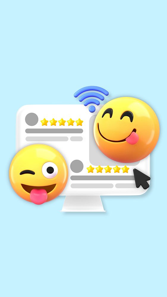 Positive business reviews iPhone wallpaper, 3D emoticons remix