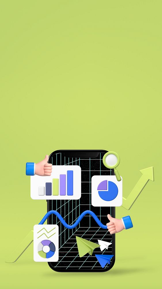 Business plan 3D iPhone wallpaper, green background