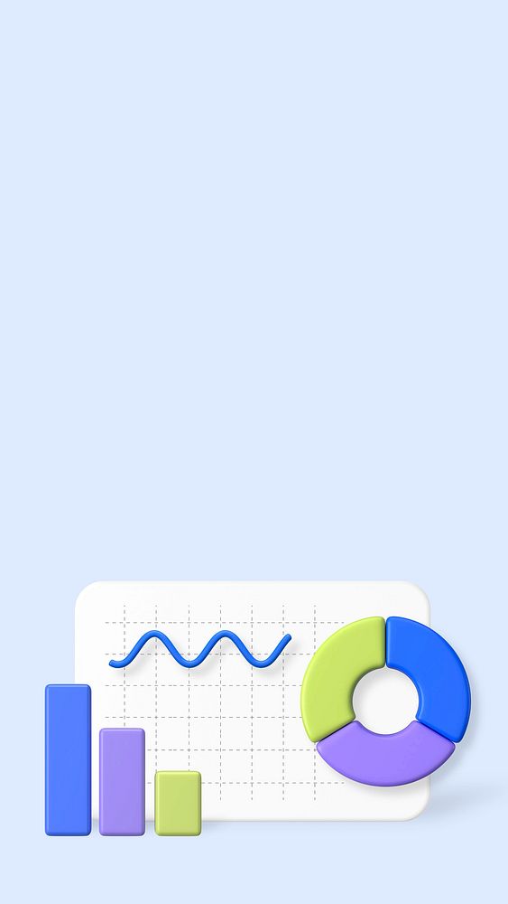 Business graph 3D iPhone wallpaper, blue background