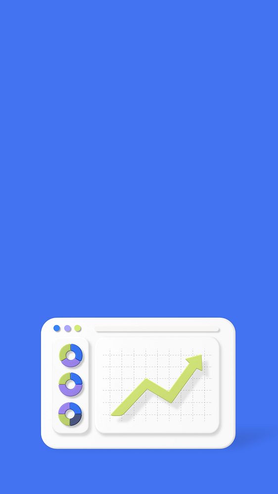 Business analytics 3D iPhone wallpaper, blue background