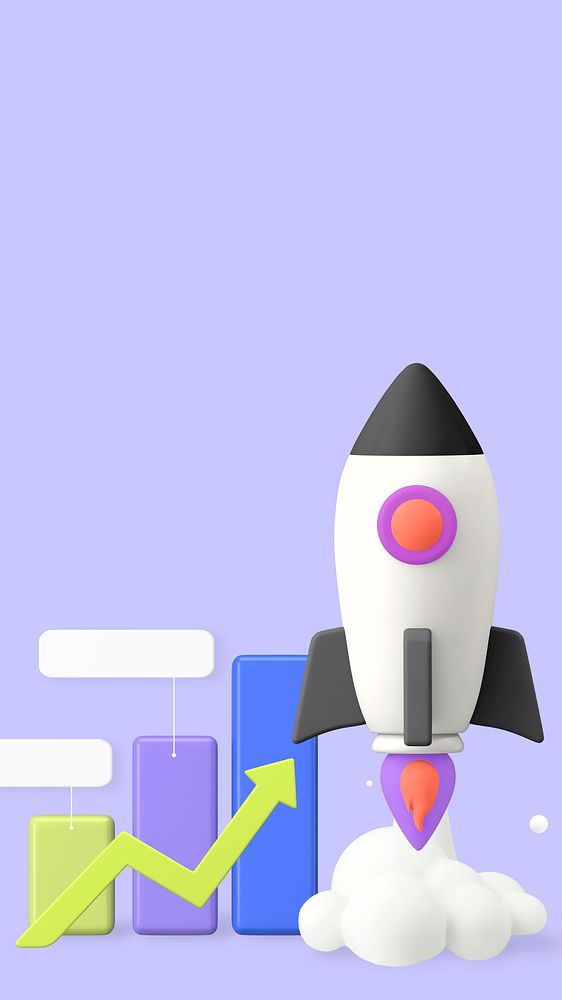 Startup launch 3D iPhone wallpaper, purple background