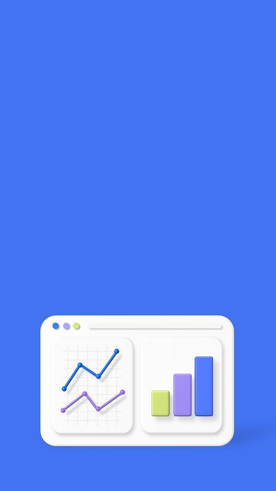 Business data 3D iPhone wallpaper, blue background