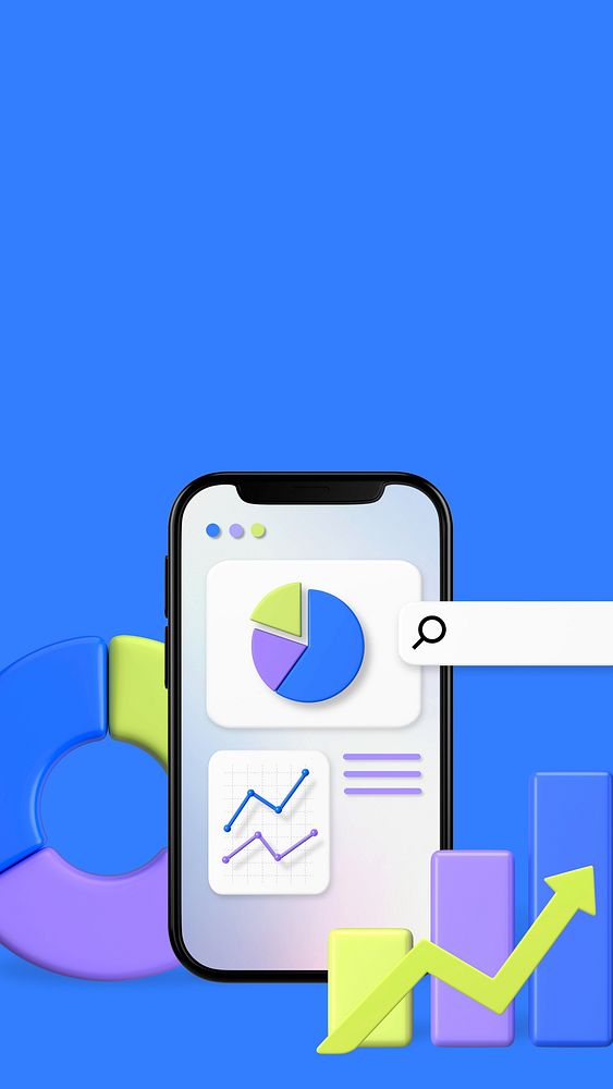 Big data 3D iPhone wallpaper, blue background