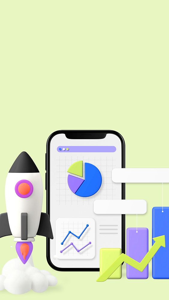 Startup business 3D iPhone wallpaper, green background