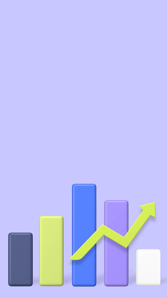 Business graph 3D iPhone wallpaper, purple background