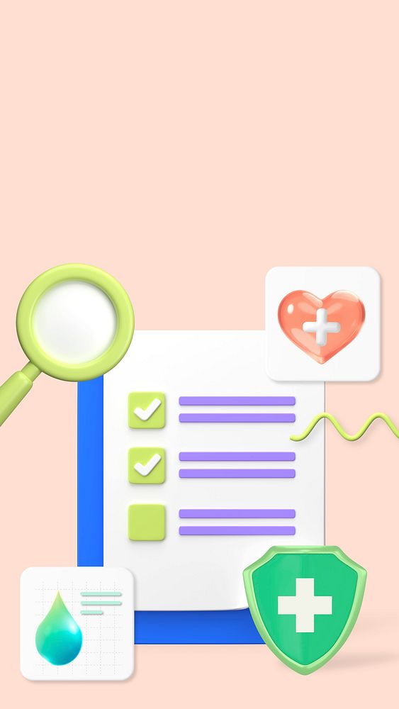 Health checklist 3D iPhone wallpaper