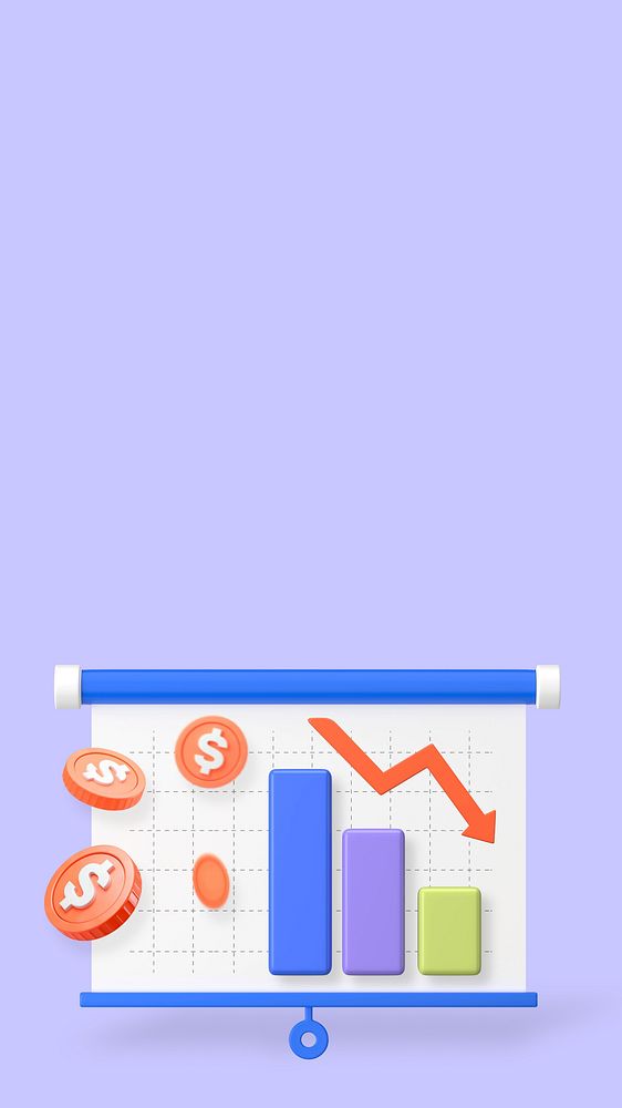 Financial crisis 3D iPhone wallpaper, purple background