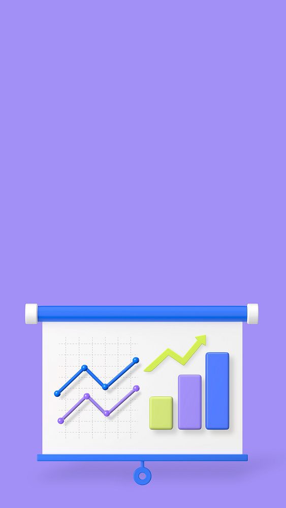 Business analytics 3D iPhone wallpaper, purple background