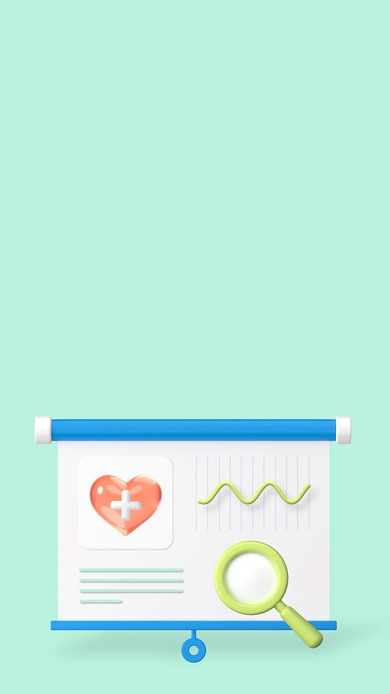 Health records 3D iPhone wallpaper, green background