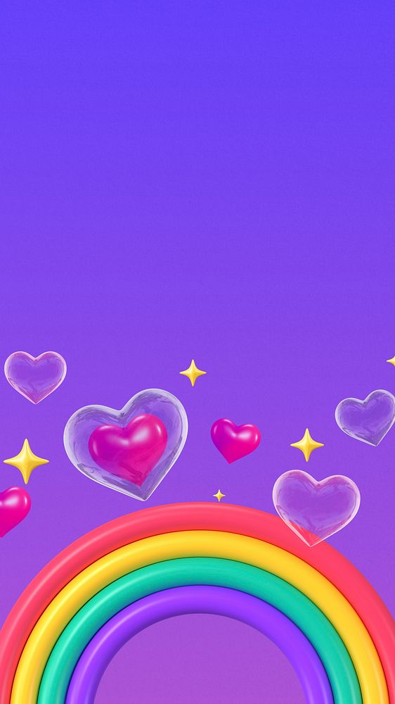 LGBTQ community 3D mobile wallpaper, purple background