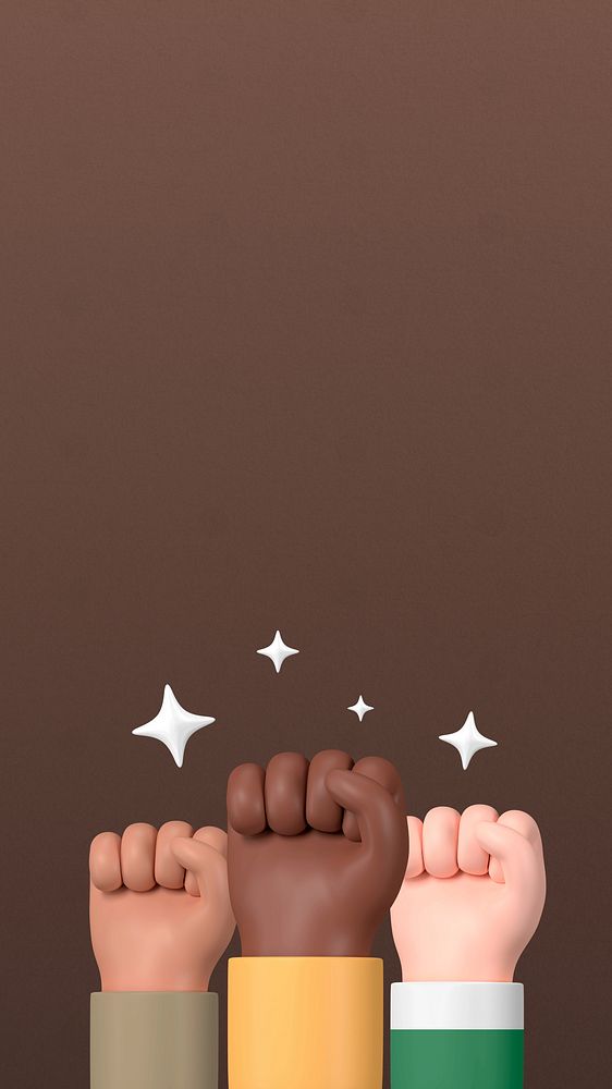 Diverse raised fists iPhone wallpaper, BLM movement background