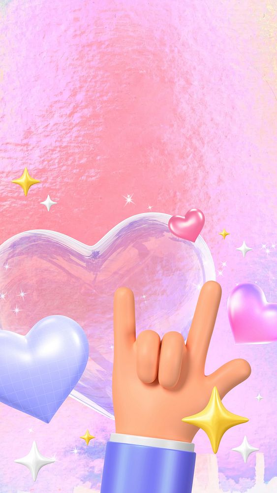 3D Valentine's Day iPhone wallpaper, purple hearts background