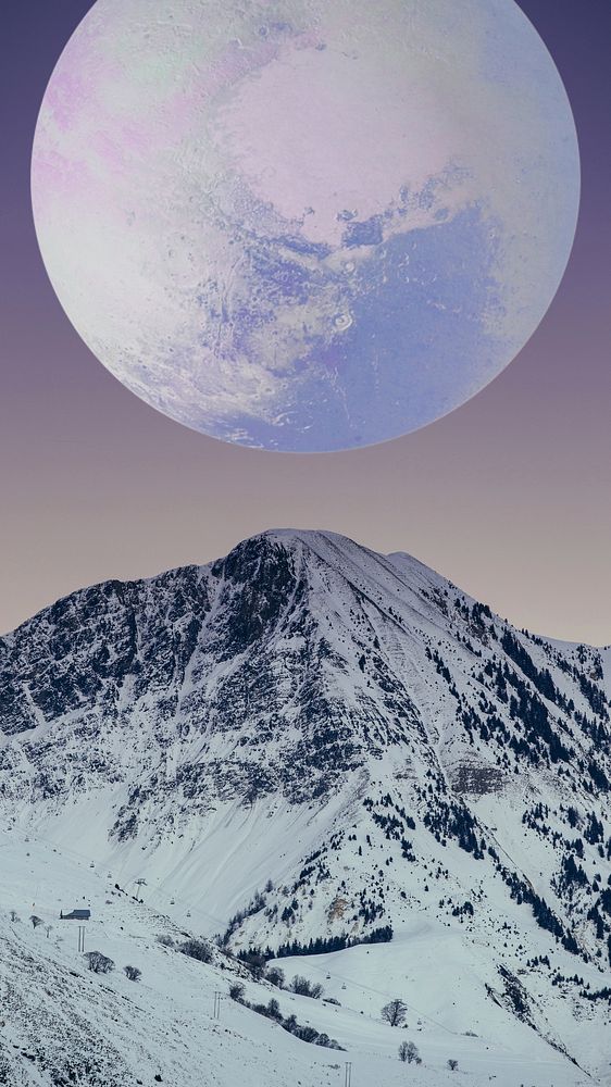 Aesthetic moon mountain iPhone wallpaper