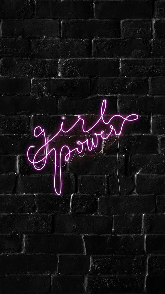 Girl power neon sign iPhone wallpaper